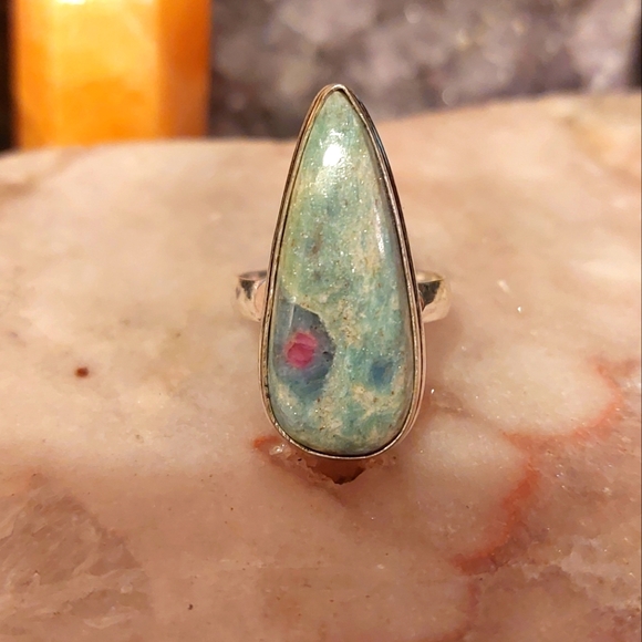 Jewelry - Ruby Fuschite Teardrop Ring 925 Silver
